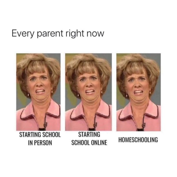 Parent making a face about all possible school options